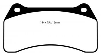 DP41462R EBC Brakes Yellowstuff Тормозные колодки перед DAIMLER Super Eight, Super V8; JAGUAR S-Type, XJR Ширина 144мм, Высота 75мм, Толщина 16мм