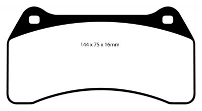 DP41462R EBC Brakes Yellowstuff Тормозные колодки перед DAIMLER Super Eight, Super V8; JAGUAR S-Type, XJR Ширина 144мм, Высота 75мм, Толщина 16мм