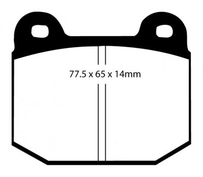 DP4197/2R EBC Brakes Yellowstuff Тормозные колодки перед/зад LOTUS, OPEL, STRATHCARRON, TESLA, VAUXHALL, MAZDA, MERCEDES-BENZ, MORGAN Ширина 77,5мм, Высота 65мм, Толщина 14мм