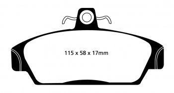 DP4817R EBC Brakes Yellowstuff Тормозные колодки перед ARIEL Atom; GTM Libra, Spyder; MG F, TF; ONYX Bobcat 4, Firefox, Mongoose; ROVER 100, Metro Ширина 115мм, Высота 58мм, Толщина 17мм