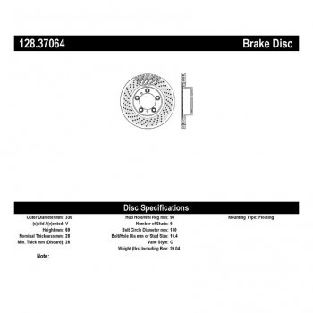 128.37064 Тормозные диски Premium PORSCHE перед левый 