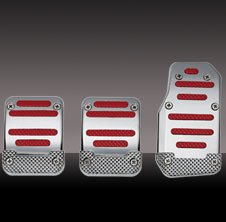 PEDL PAD 3PC RED/CHR Chrome Finish