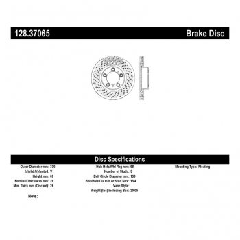 128.37065 Тормозные диски Premium PORSCHE перед правый 