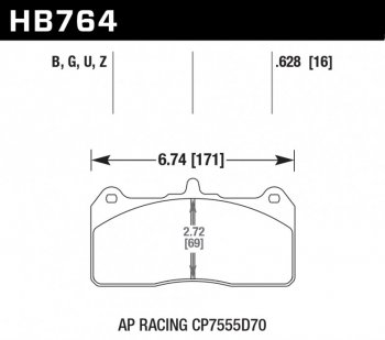 DP4074R EBC Brakes Yellowstuff Тормозные колодки суппорта AP RACING CP7555, CP8520 аналог колодки AP RACING CP7555D70