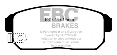 DP31691C EBC Brakes Redstuff Тормозные колодки зад. MAZDA RX8 Ширина 107мм, Высота 44мм, Толщина 14мм