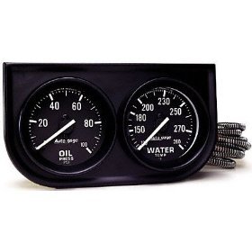 2" 2 панель приборов, OIL/ WATER, MECH, BLACK AUTO METER #2392 2392 Autogage Mechanical Oil Pressure / Water Temperature Gauge