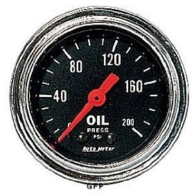 2" Давление масла, 0-200 PSI, MECH AUTO METER #2422 2422 2 1/16" Traditional Chrome - Oil Pressure Gauge - Mechanical - 0-100 PSI