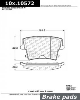 309.10572 StopTech Тормозные колодки Performance Chrysler, Dodge Задние