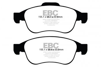 DP42023R EBC Brakes Yellowstuff Тормозные колодки перед DACIA, RENAULT Ширина 155,1мм, Высота 64,7мм, Толщина 17,9мм