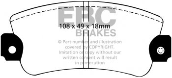 DP2485 EBC Brakes Greenstuff тормозные колодки перед. AUTOBIANCHI Y10; FIAT 131, Panda, Regata, Ritmo, Strada, Uno; INNOCENTI Mille Clip; LANCIA Y10; SEAT 131, Ibiza, Malaga, Marbella, Panda, Ronda выпуска 1982-2003 года