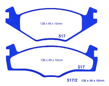 DP5517NDX EBC Brakes колодки тормозные перед SEAT Cordoba, Ibiza, Toledo; VOLKSWAGEN Golf, Golf Cabriolet, Jetta, Passat, Polo, Santana, Scirocco, Vento Ширина 138мм, Высота 49мм, Толщина 15мм