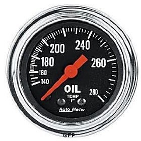 2" датчик температуры масла, 140-280`F, 6' TUBING, MECH AUTO METER #2441 2441 2 1/16" Traditional Chrome - Oil Temperature Gauge - Mechanical - 140-280 Degrees F