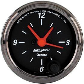 2" часы, 12 VOLT, ELEC, BLACK AUTO METER #1485 1485 2 1/16" Designer Black - Clock
