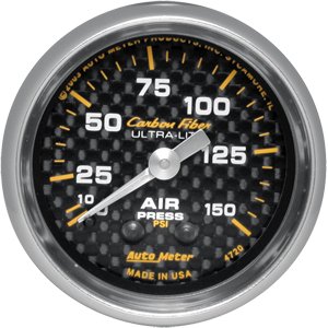 2" давление воздуха, 0-150 PSI, MECH, CARBON FIBER AUTO METER #4720 Air Pressure