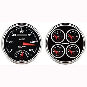 5" QUAD GAUGE &amp; тахометр/ сподометр COMBO, DBII AUTO METER #1204 Kit Box Tach Speedo Combo / Oil Press. / Water Temp. / Volt / Fuel Level