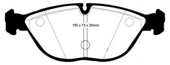 DP41035R EBC Brakes Yellowstuff Тормозные колодки перед AUDI, BENTLEY, BMW, CHRYSLER, MERCEDES-BENZ, ROLLS ROYCE, VOLKSWAGEN Ширина 195мм, Высота 73мм, Толщина 20мм