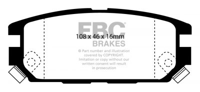 DP3987C EBC Brakes Redstuff Тормозные колодки зад. MITSUBISHI 3000 GTO, Galant, Lancer Evo, Legnum выпуска 1990-2003 года