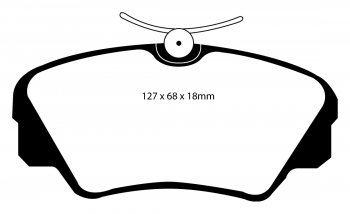 DP4937R EBC Brakes Yellowstuff Тормозные колодки перед OPEL Omega, Senator; VAUXHALL Carlton, Omega, Senator Ширина 127мм, Высота 68мм, Толщина 18мм