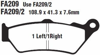 FA209HH EBC BRAKES Double-H™ тормозные колодки USE FA209/2HH