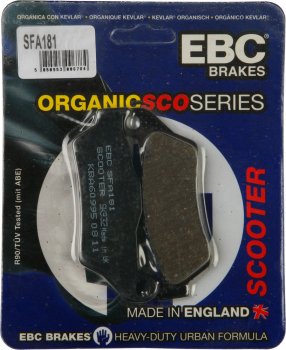 SFA181 EBC BRAKES Organic тормозные колодки ALFER, APRILIA, BENELLI, BMW, CAGIVA, CCM, DUCATI, FACTORY, FANTIC, GAS-GAS, GILERA, HIGHLAND, HONDA-HM, HUSABERG, HUSQVARNA, KEEWAY, KRAM-IT (KRAMER), KTM, MAICO, MBK, MOTO GUZZI, MOTO MORINI, OSSA, PIAGGIO, PR 1992-2012 года выпуска