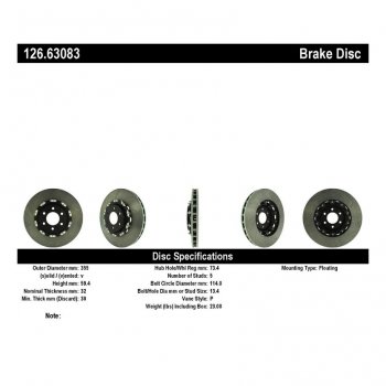 126.63083 Тормозные диски Premium DODGE перед правый 