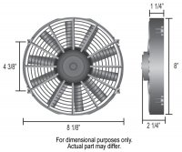 16908 DERALE Вентилятор Dyno-Cool прямая лопасть 8" CFM 350