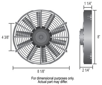 16908 DERALE Вентилятор Dyno-Cool прямая лопасть 8" CFM 350 CFM: 350