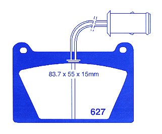 DP5627NDX EBC Brakes колодки тормозные перед AUSTIN Metro, Mini; MARLIN Sportster; MG Metro; MORRIS Mini; ONYX Bobcat 4; RELIANT Scimitar Ширина 83мм, Высота 55мм, Толщина 15мм