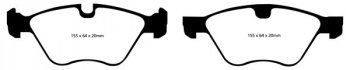 DP41493R EBC Brakes Yellowstuff Тормозные колодки перед BMW 1 (E81, E82, E87, E88), 5 (E60, E61); BMW (ALPINA) D3 (E90, E91) Ширина 155мм, Высота 64мм, Толщина 20мм