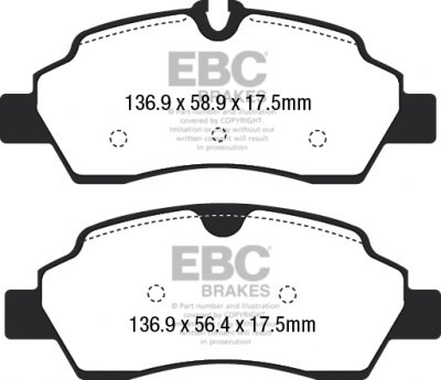 DPX2222 EBC Brakes Ultimax2 Тормозные колодки зад FORD Transit;  OPEL Insignia, Insignia Grand Sport; SUBARU Impreza выпуска 2013 — 2022 года