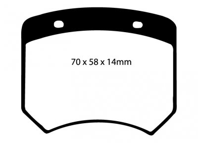 DP3102C EBC Brakes Redstuff Тормозные колодки зад. MORGAN Aero 8; TVR Cerbera Ширина 70мм, Высота 58мм, Толщина 14мм