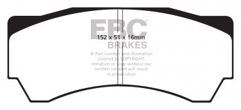 DP4063R EBC Brakes Yellowstuff Тормозные колодки перед MITSUBISHI Lancer Evo 8, Lancer Evo 9 Ширина 152мм, Высота 51мм, Толщина 16мм