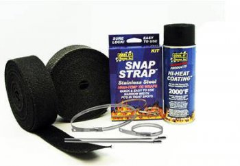 19222 Thermo-Tec набор для термоизоляции выхлопа 2 ролика черной термо ленты + 1 краска черная + 1 набора приспособлений для крепления ленты