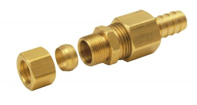 13033 DERALE 1/2" Compression Fitting Kit 1/2” Transmission Cooler Line to 1/2” NPT Hose Barb