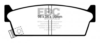 DP3686/2C EBC Brakes Redstuff Тормозные колодки зад. NISSAN Skyline, Skyline (R31), Skyline (R32), Skyline (R33), Skyline (R34), Stagea Ширина 98мм, Высота 34мм, Толщина 16мм