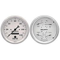 5" QUAD GAUGE & сподометр, OLD TYME WHITE AUTO METER #1603