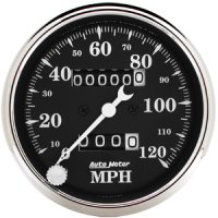 3-1/8" сподометр, 120 MPH, IN-DASH, OLD TYME BLACK AUTO METER #1796