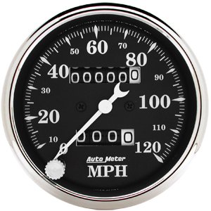 3-1/8" сподометр, 120 MPH, IN-DASH, OLD TYME BLACK AUTO METER #1796 Speedometer Mechanical