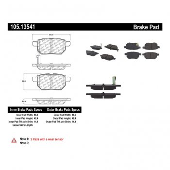 105.13541 Тормозные колодки Posi-Quiet Ceramic PONTIAC, TOYOTA зад. 