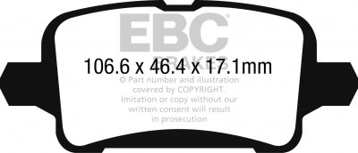 DPX2268 EBC Brakes Ultimax2 Тормозные колодки зад ALFA ROMEO 147, 156; RENAULT 7, 8, 9; OPEL Astra выпуска 2010 — 2019 года