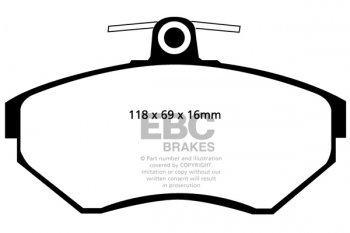 DP1112 EBC Brakes Ultimax2 Тормозные колодки перед  AUDI A4; SEAT Arosa, Cordoba, Ibiza, Inca; VOLKSWAGEN Caddy, Golf, Lupo, Passat, Polo, Vento выпуска 1996-2004 года