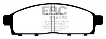 DP41963R EBC Brakes Yellowstuff Тормозные колодки перед FIAT Fullback; MITSUBISHI L 200 Ширина 155мм, Высота 51мм, Толщина 16мм
