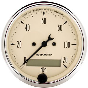 3-1/8" сподометр, 120 MPH, ELEC, ANTIQUE BEIGE AUTO METER #1887 Speedometer Elec. Programmable