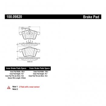 100.09820 Тормозные колодки C-TEK VOLKSWAGEN перед 