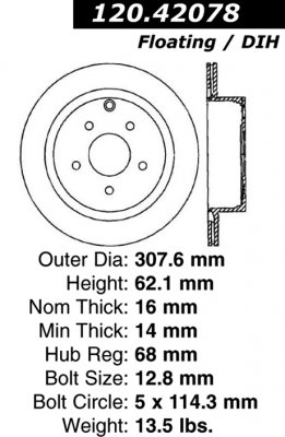 Задний тормозной диск - с перфорацией и насечками INFINITI, NISSAN PDS.42078 Выпуска 2003-2008 года