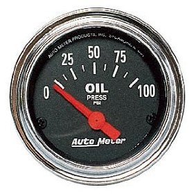 2" Давление масла, 0-100 PSI, SSE AUTO METER #2522 2522 Traditional Chrome Short Sweep Electric Oil Pressure Gauge