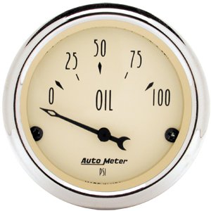 2" Давление масла, 0-100 PSI, ELEC, ANTIQUE BEIGE AUTO METER #1827 Oil Pressure