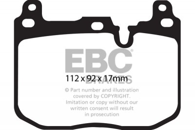 DP92130 EBC Brakes Orangestuff колодки тормозные перед BMW 1xx, 2xx, 3xx, 4xx, M2, M3, M4 Ширина 112мм, Высота 92мм, Толщина 17мм