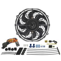 18310 DERALE Вентилятор Dyno-Cool: изогнутые лопасти, с термостатом 10"  CFM 590