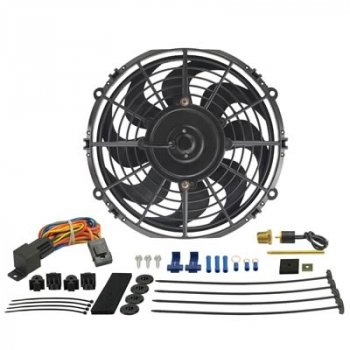 18310 DERALE Вентилятор Dyno-Cool: изогнутые лопасти, с термостатом 10"  CFM 590 